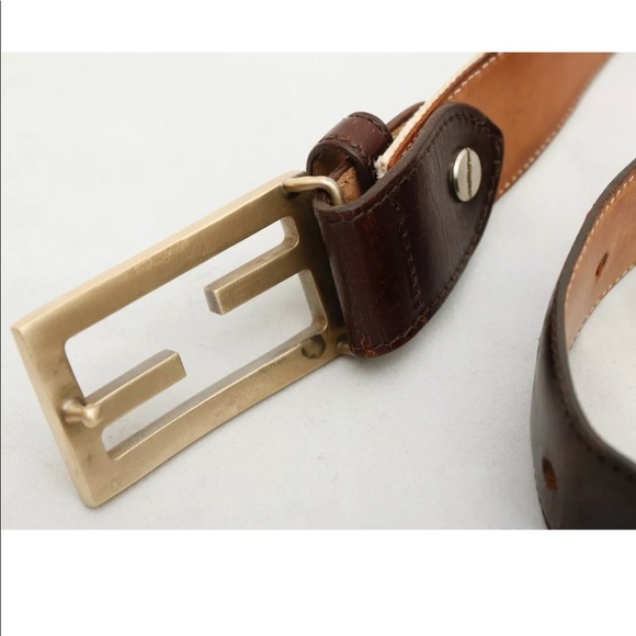 FENDI Authentic ZUCCA Leather Buckle Belt Italy 48 - Picture 5 of 8